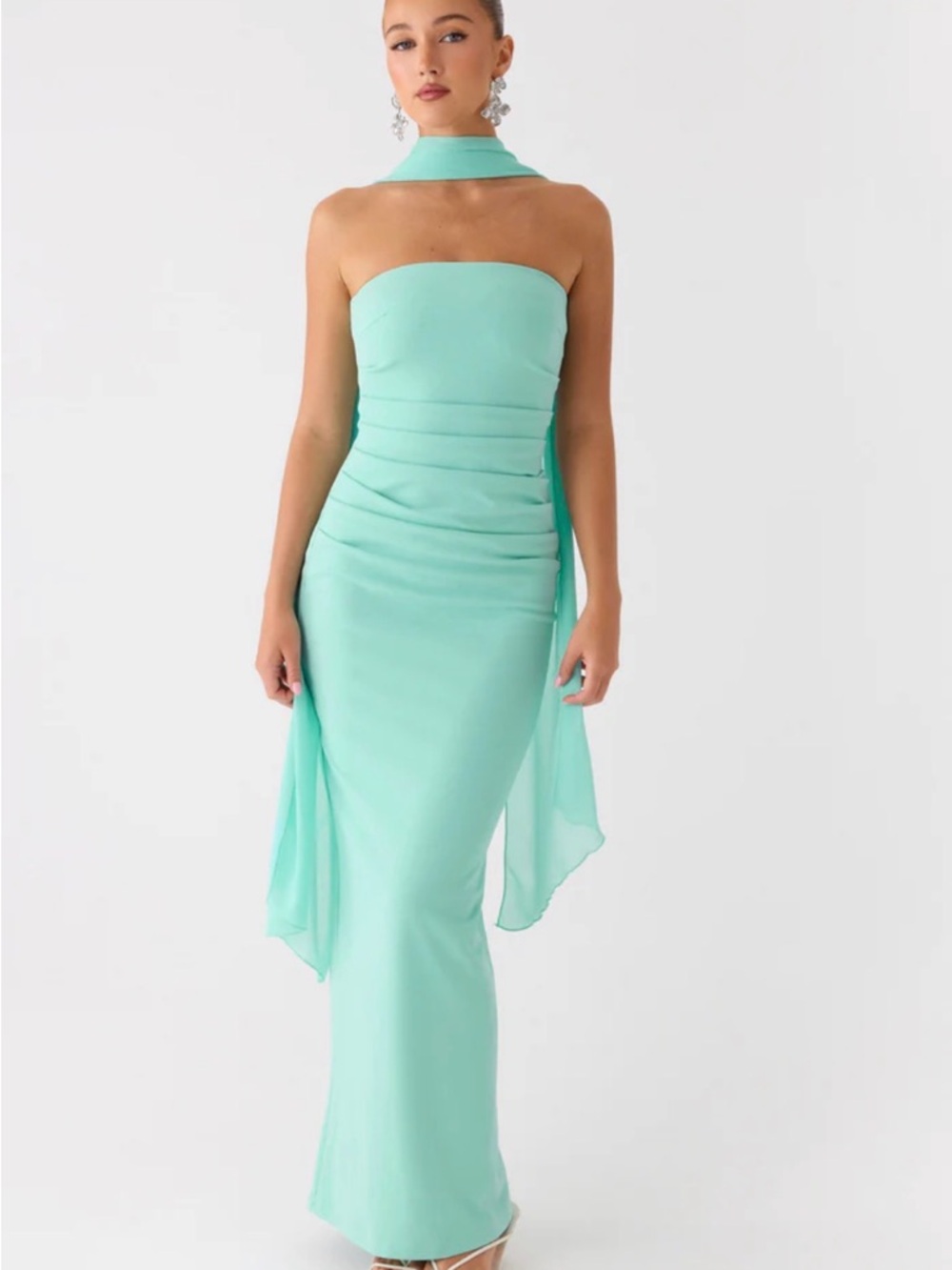Peppermayo Libra Maxi Dress Aqua Strapless Prom Dress